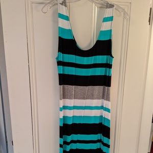 Blue striped maxi dress